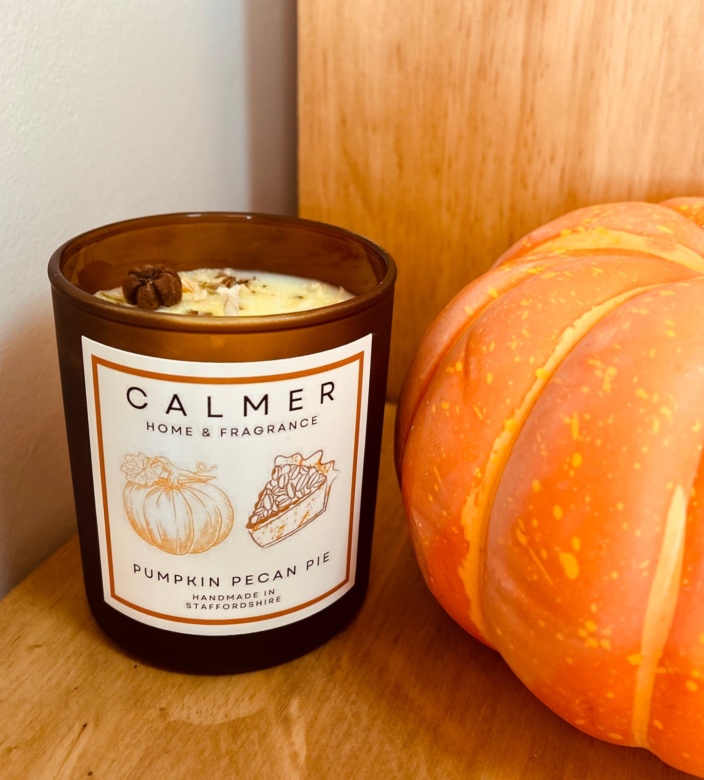 pumpkin candles, candles hand made, staffordshire candles, pumpkin pecan pie