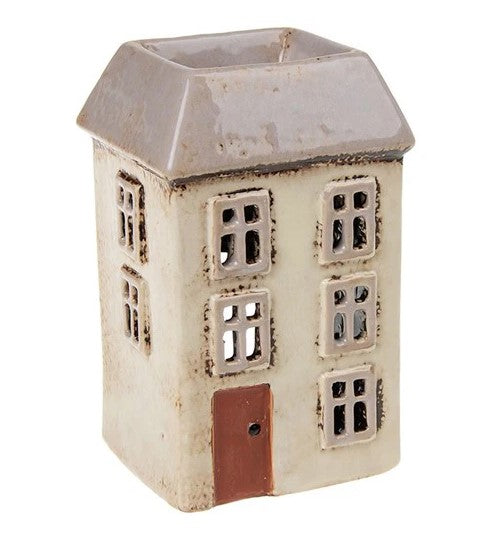 Square cream village pottery burner